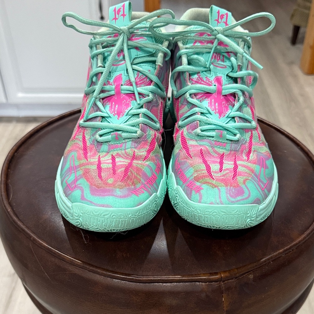 Puma Lamelo Ball Mint Green and Pink Sneakers